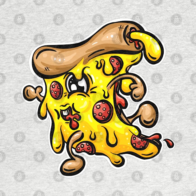 Speeding Pepperoni Pizza Character Cartoon by Squeeb Creative